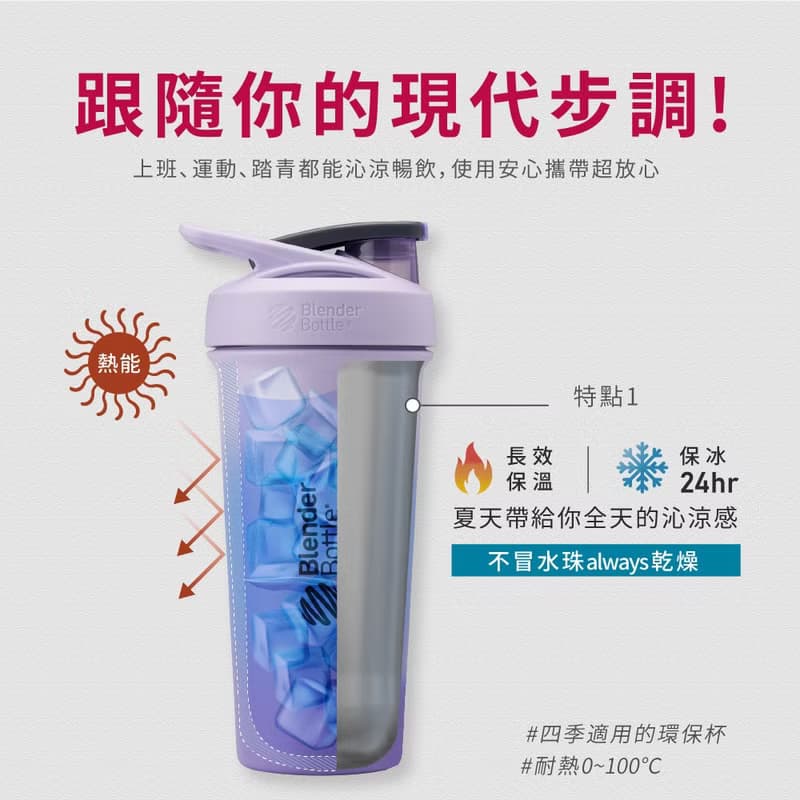 BlenderBottle Strada Sleek 飛天小女警 不鏽鋼鎖扣式保溫隨行杯