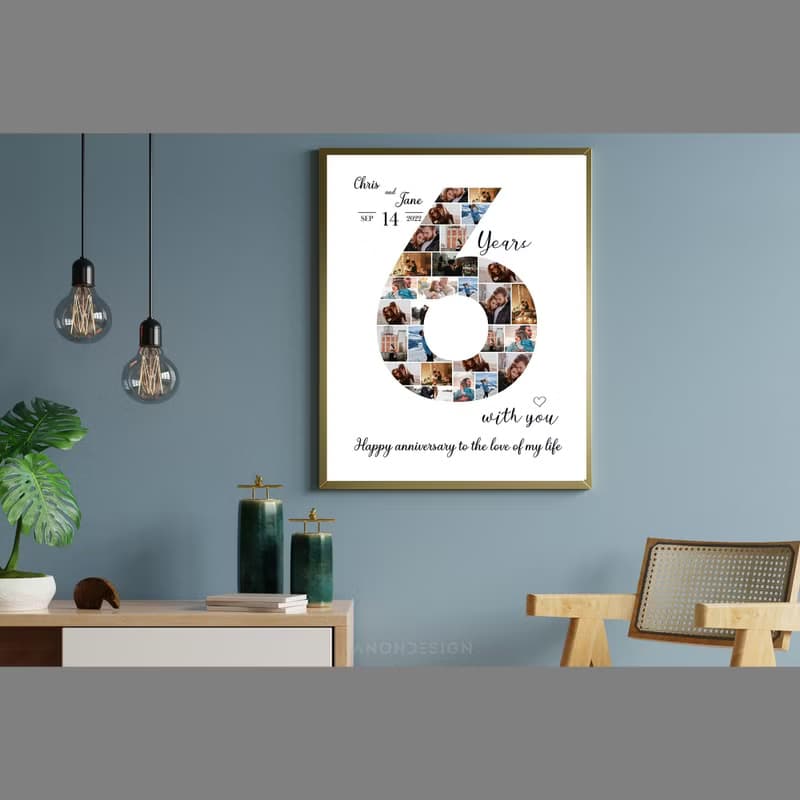 【數位】0-9 Number Photo collage Editable Canva Template, Anniversary Gift, Brthday Gift
