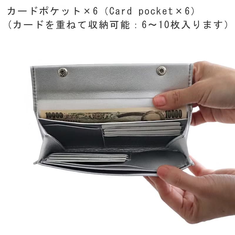 ミニマム長財布【3色】お札ピッタリサイズ　傷や水に強いヴィーガンレザー製　受注生産