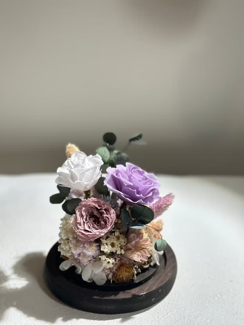 浪漫粉永生玫瑰花花玻璃罩 禮物 情人節禮物 花禮