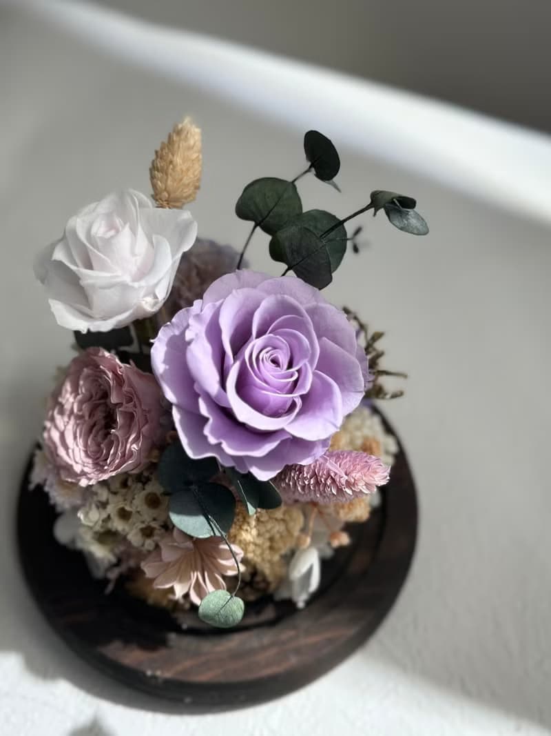 浪漫粉永生玫瑰花花玻璃罩 禮物 情人節禮物 花禮
