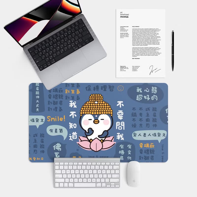 交換禮物推薦 觀音企鵝 大尺寸 滑鼠墊 餐墊 辦公桌墊 PU048