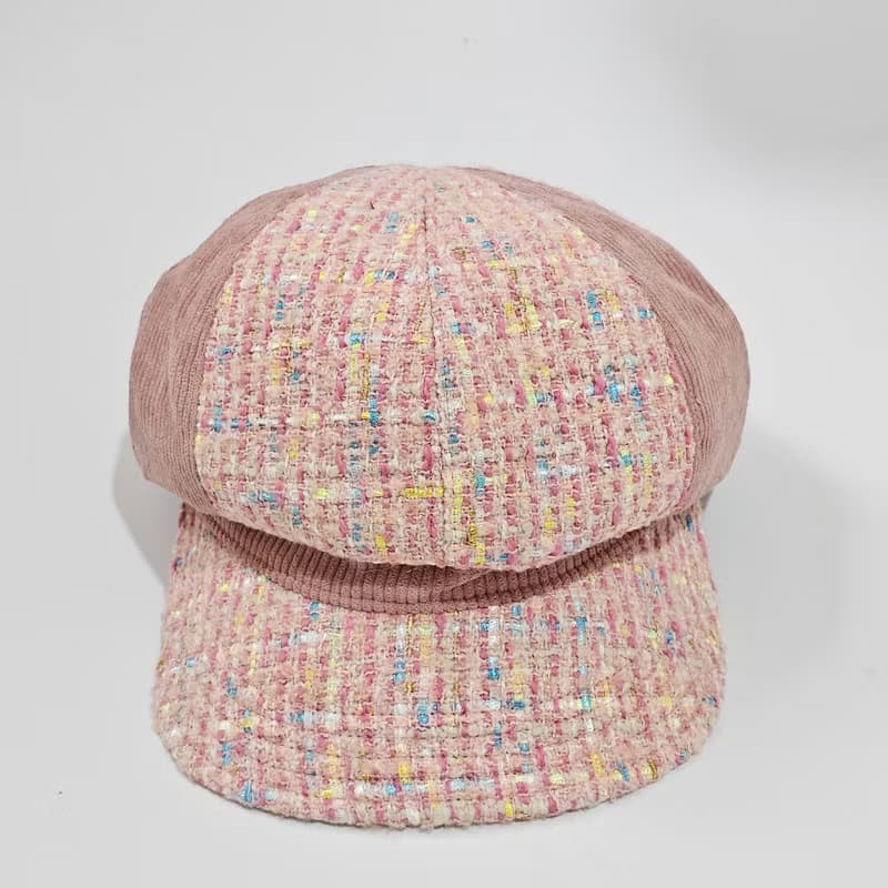 【HiGh MaLi】冬季報童帽/寬帽簷/粉彩拼接編織毛料#小香風