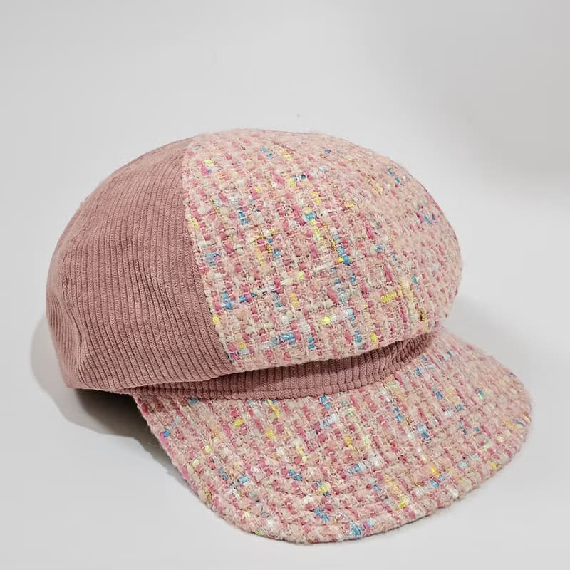 【HiGh MaLi】冬季報童帽/寬帽簷/粉彩拼接編織毛料#小香風