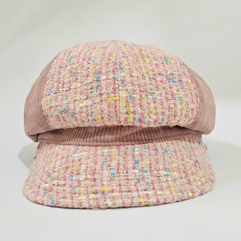 【HiGh MaLi】冬季報童帽/寬帽簷/粉彩拼接編織毛料#小香風