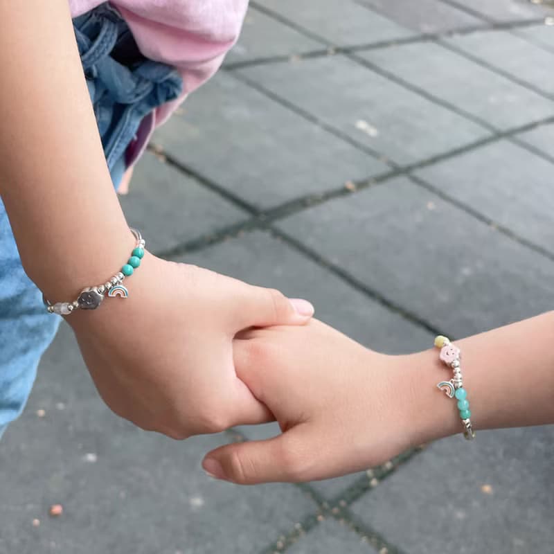 雲朵系列-兒童手鍊/手工串珠 | 綠松石*月光石