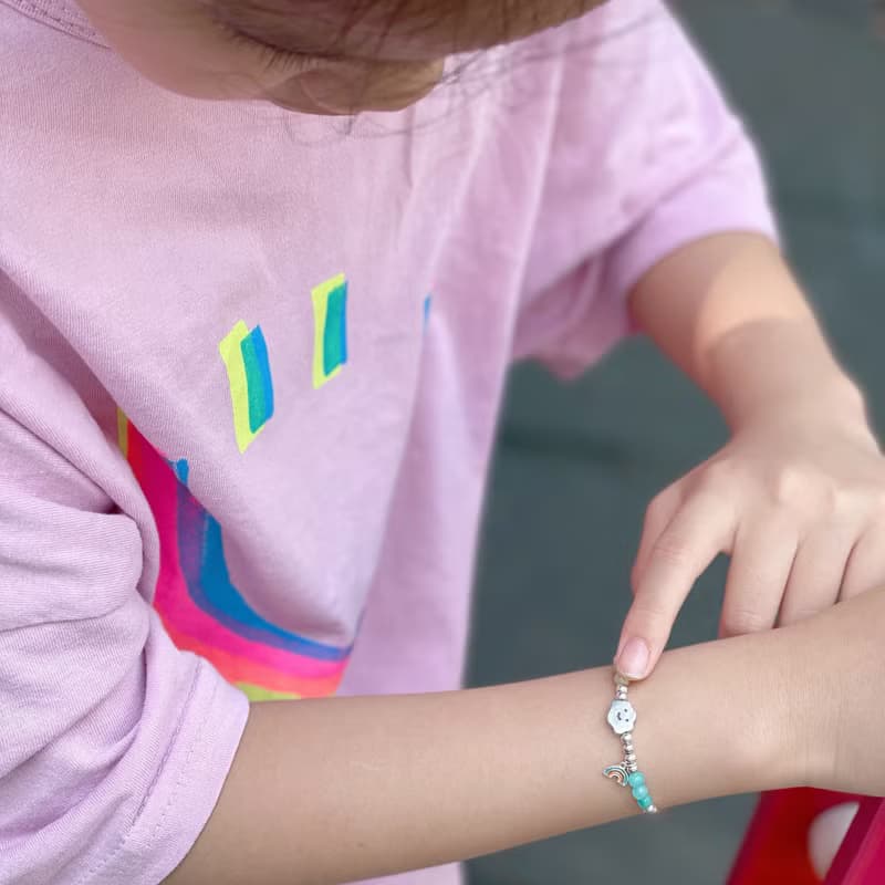 雲朵系列-兒童手鍊/手工串珠 | 綠松石*月光石