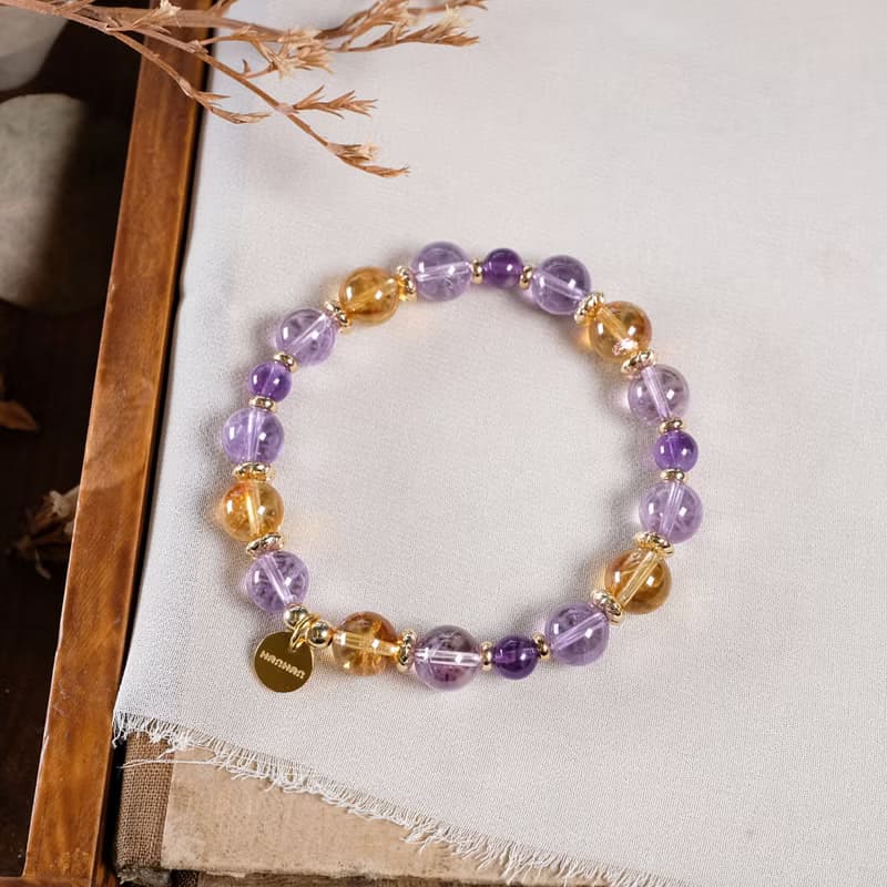 紫水晶 黃水晶 手鍊 天然礦石水晶