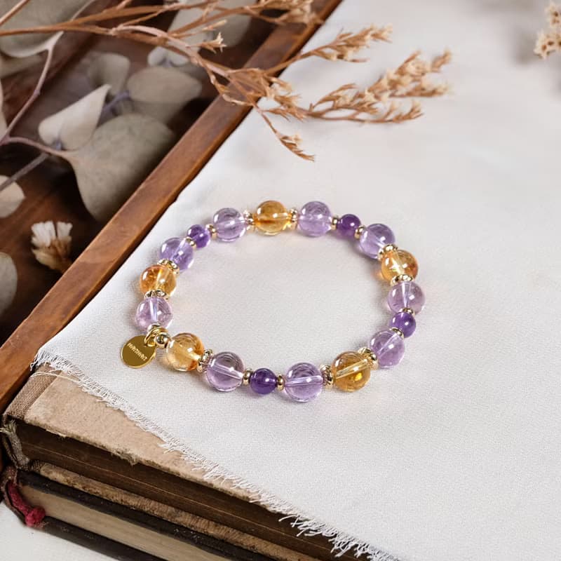 紫水晶 黃水晶 手鍊 天然礦石水晶