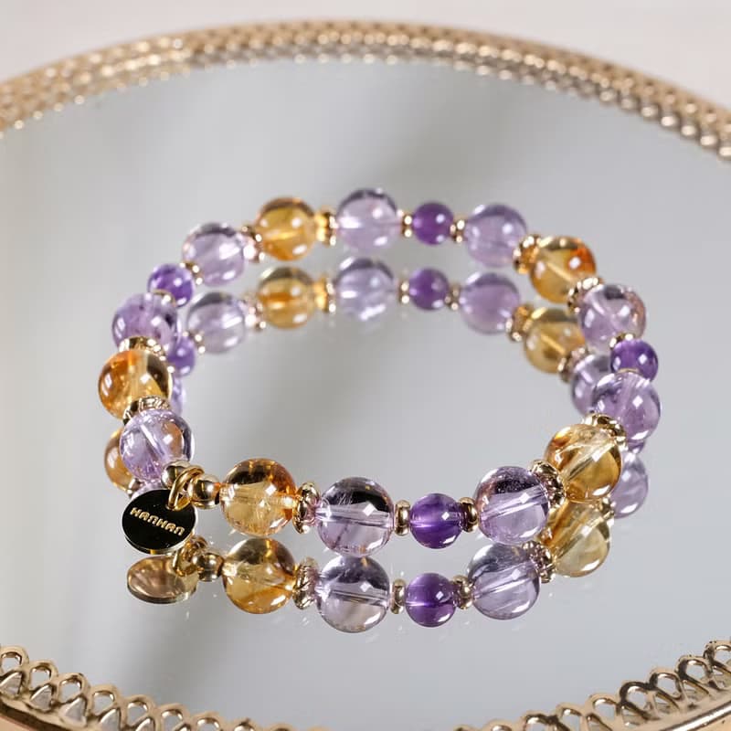 紫水晶 黃水晶 手鍊 天然礦石水晶