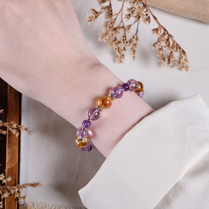 紫水晶 黃水晶 手鍊 天然礦石水晶