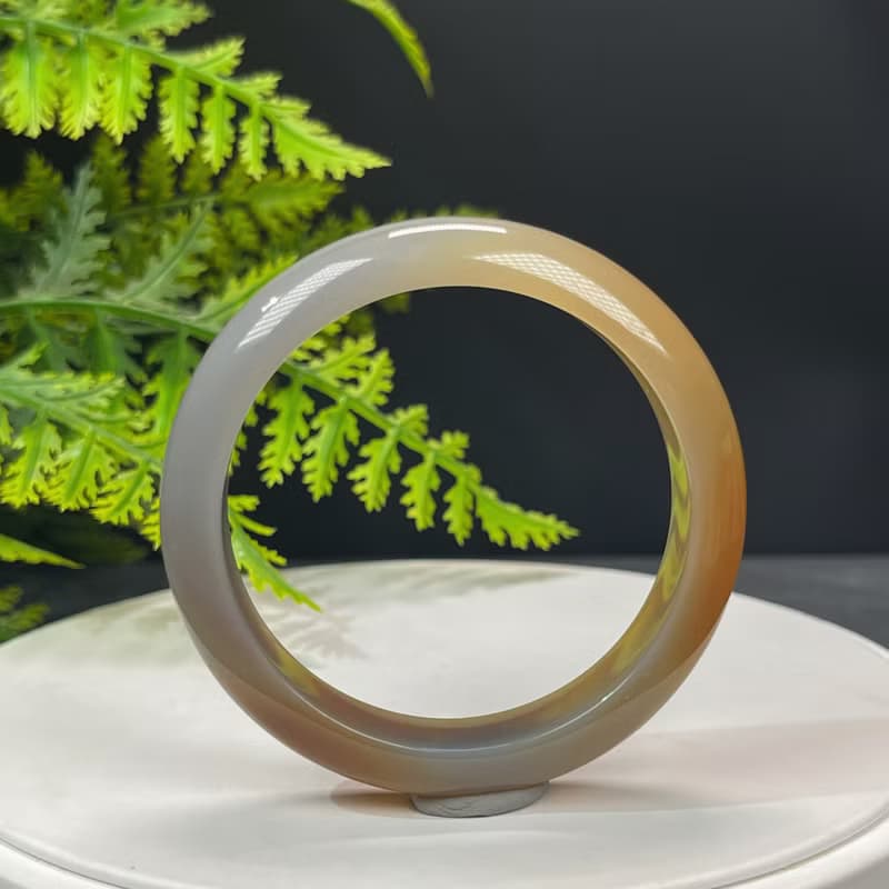 精品 漸變糖灰瑪瑙手鐲 53MM 冰潤起光玉髓手環 招財進寶吉祥福氣