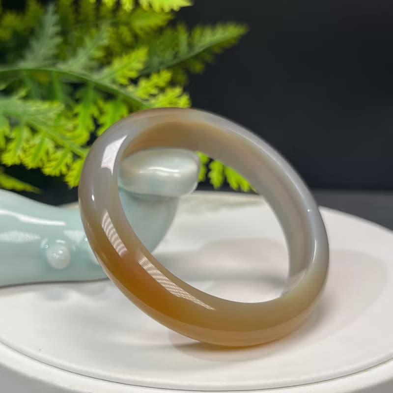 精品 漸變糖灰瑪瑙手鐲 53MM 冰潤起光玉髓手環 招財進寶吉祥福氣