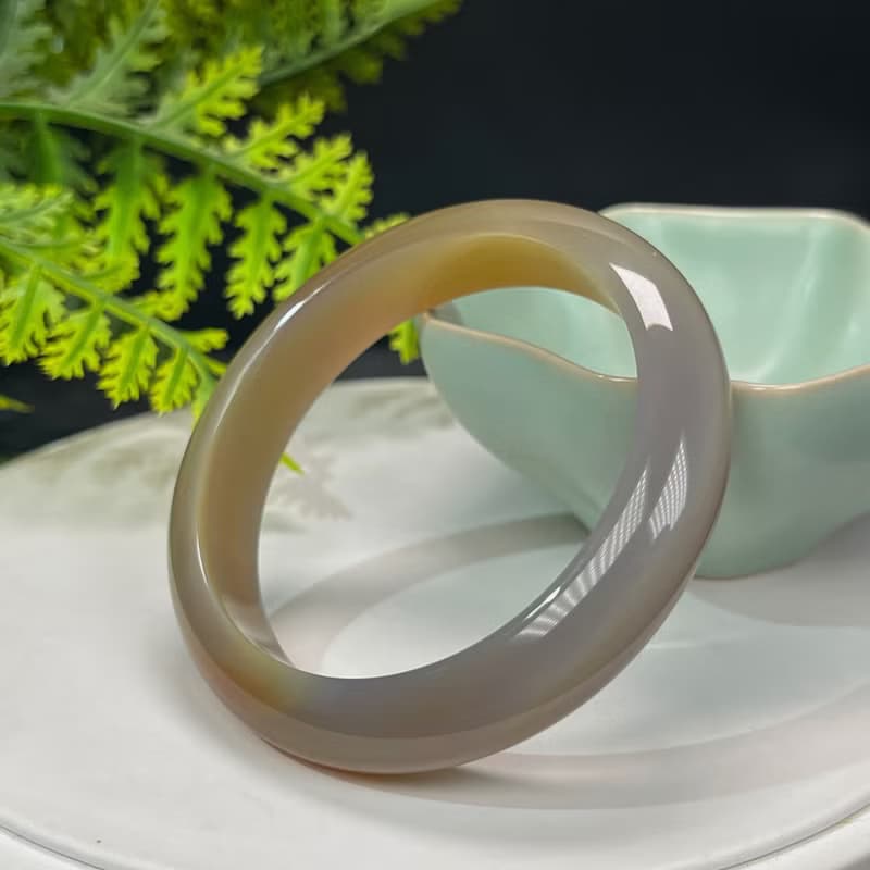 精品 漸變糖灰瑪瑙手鐲 53MM 冰潤起光玉髓手環 招財進寶吉祥福氣