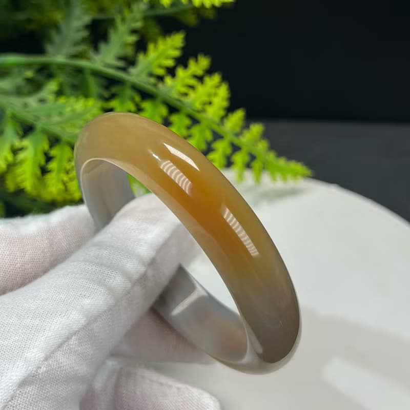 精品 漸變糖灰瑪瑙手鐲 53MM 冰潤起光玉髓手環 招財進寶吉祥福氣