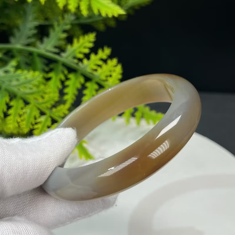 精品 漸變糖灰瑪瑙手鐲 53MM 冰潤起光玉髓手環 招財進寶吉祥福氣