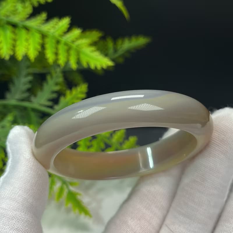 精品 漸變糖灰瑪瑙手鐲 53MM 冰潤起光玉髓手環 招財進寶吉祥福氣