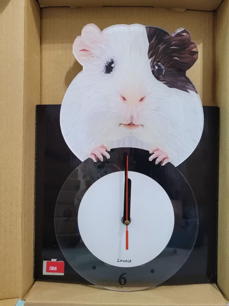 Loveit 角面設計  生活掛鐘現貨  ( 單邊 巧克力 天竺鼠 )