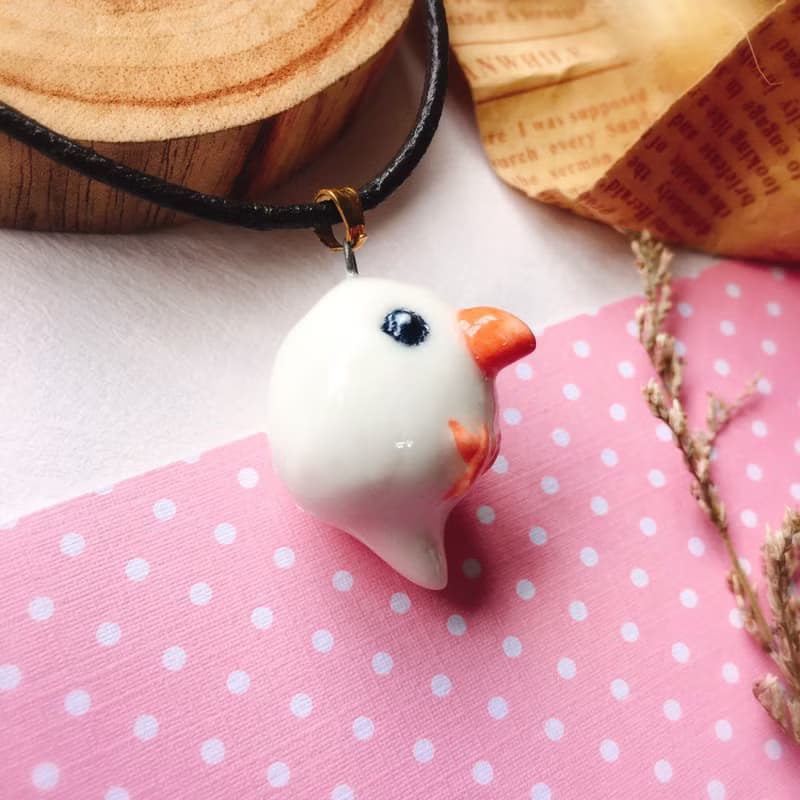 【擴香項鍊】香水精油項鍊|白文鳥|手作陶藝