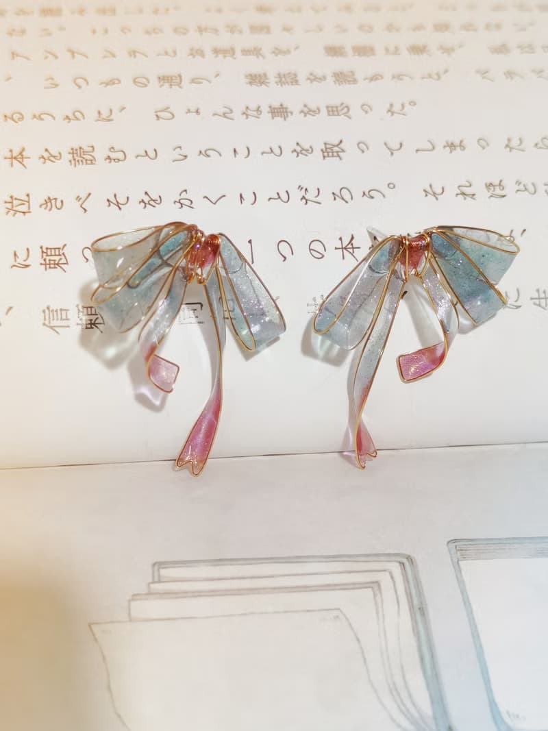 原創 |  夢姬 全手工制立體蝴蝶結緞帶長短款純銀耳釘耳夾 多色