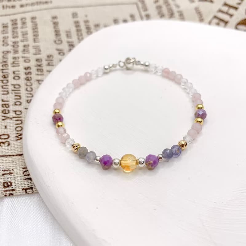 【愛的魔法】紫雲母 菫青 粉晶 白水晶 黃水晶 水晶手鍊 手鍊