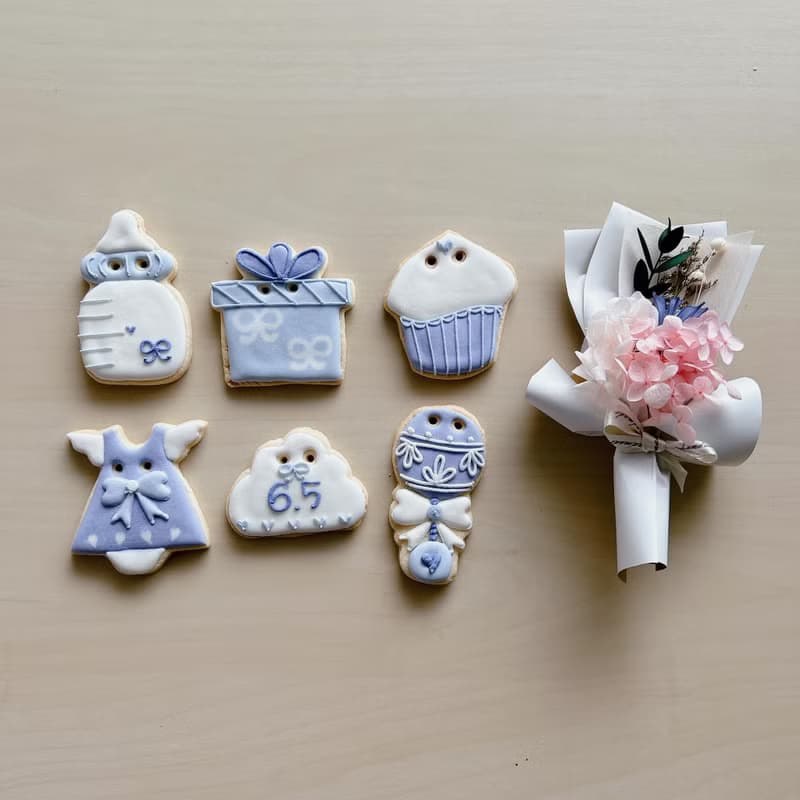 NIJI Cupcake 收涎糖霜餅乾加花束禮盒