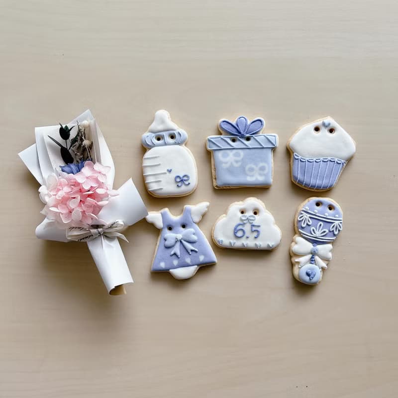 NIJI Cupcake 收涎糖霜餅乾加花束禮盒