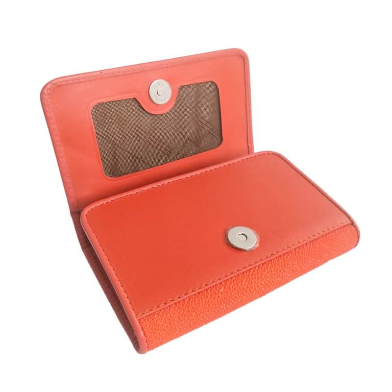 Women's Trfold wallet Orange Genuine Stingray Leather 1-eye Card Coin Small New