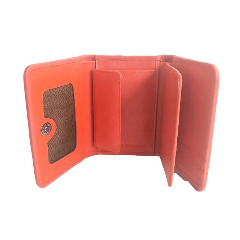 Women's Trfold wallet Orange Genuine Stingray Leather 1-eye Card Coin Small New