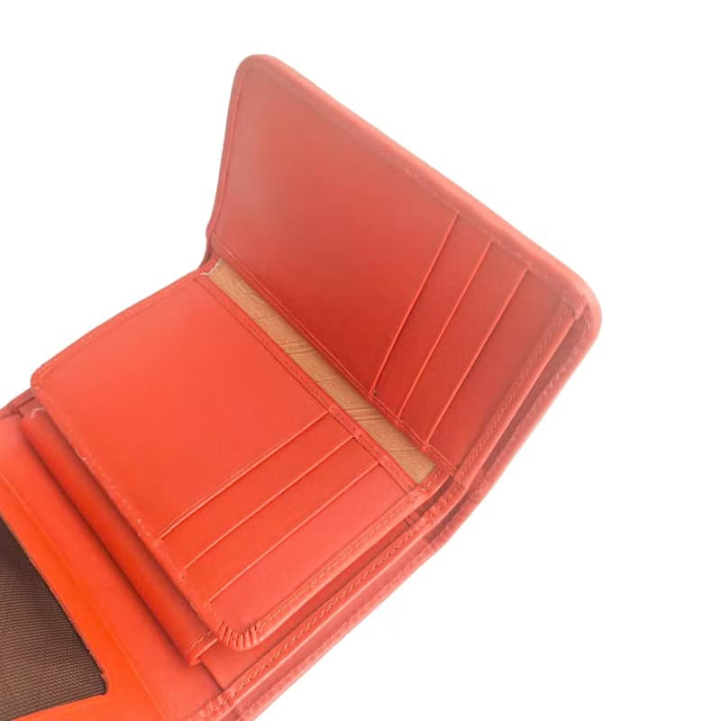 Women's Trfold wallet Orange Genuine Stingray Leather 1-eye Card Coin Small New