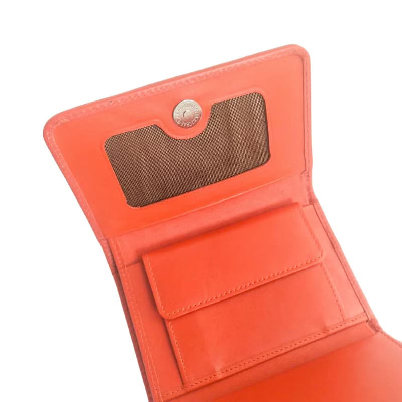 Women's Trfold wallet Orange Genuine Stingray Leather 1-eye Card Coin Small New