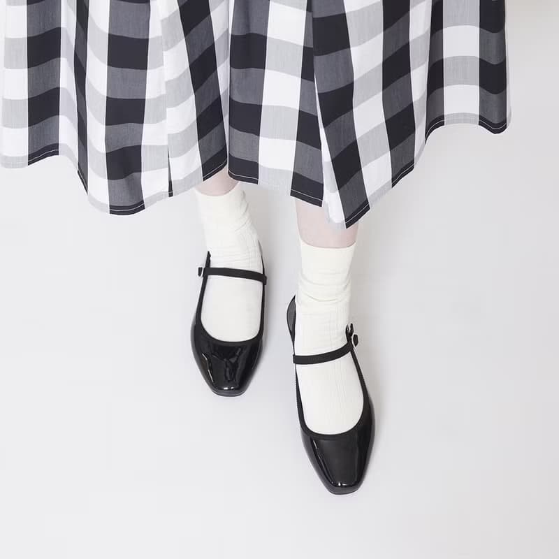 MARTA (BLACK) PVC SQUARE TOE FLATS / RAIN SHOES スクエアトゥ パンプス