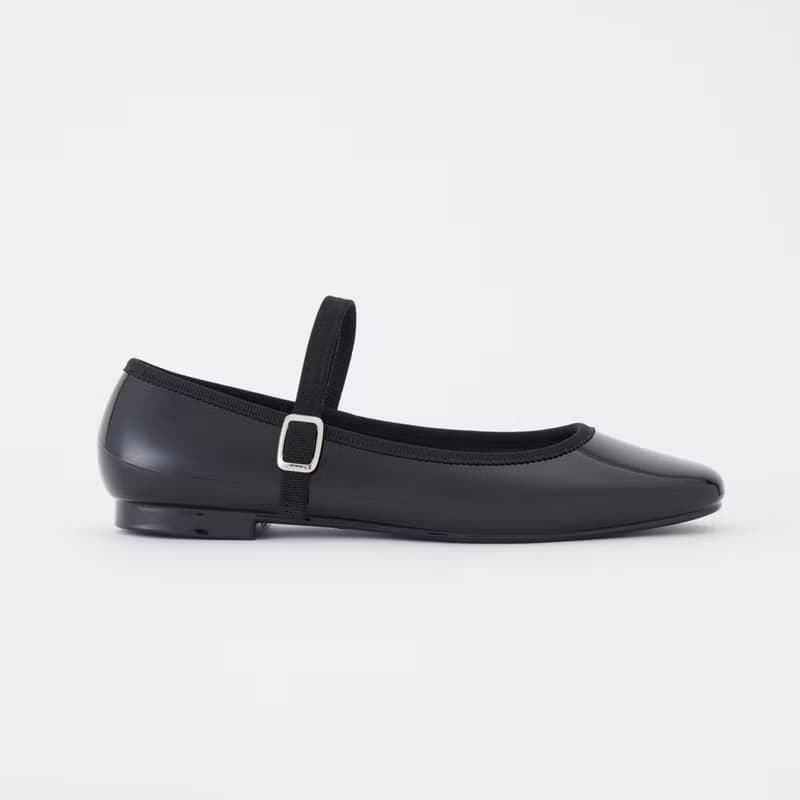 MARTA (BLACK) PVC SQUARE TOE FLATS / RAIN SHOES スクエアトゥ パンプス
