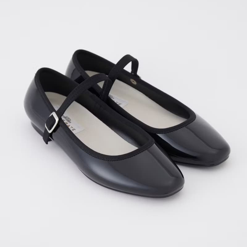 MARTA (BLACK) PVC SQUARE TOE FLATS / RAIN SHOES スクエアトゥ パンプス