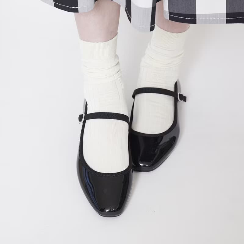 MARTA (BLACK) PVC SQUARE TOE FLATS / RAIN SHOES スクエアトゥ パンプス