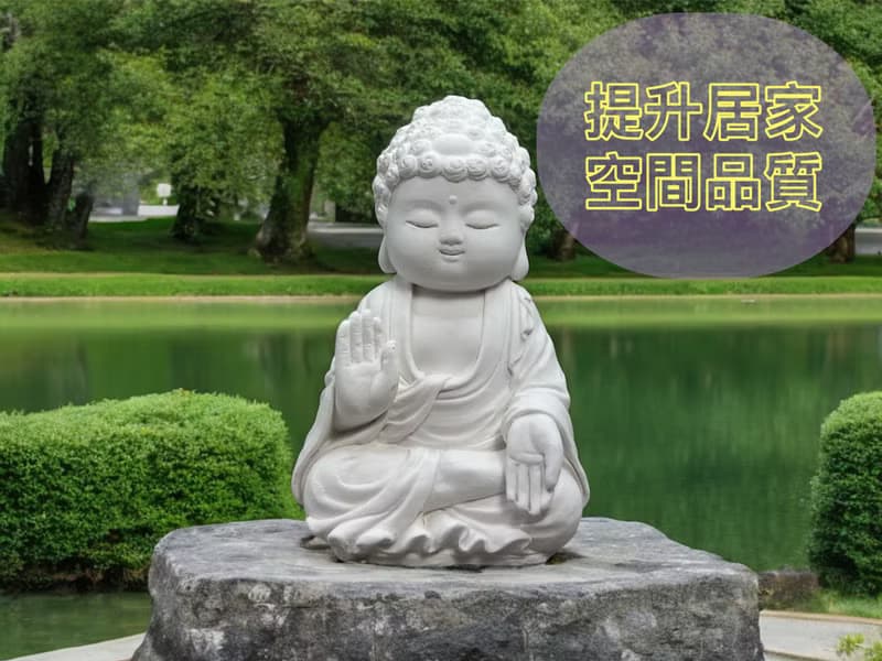 文青簡約風 淨念吉祥之向德小佛 原木底座系列 搭配永生花瓶