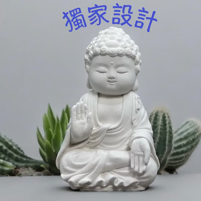 文青簡約風 淨念吉祥之向德小佛 原木底座系列 搭配永生花瓶