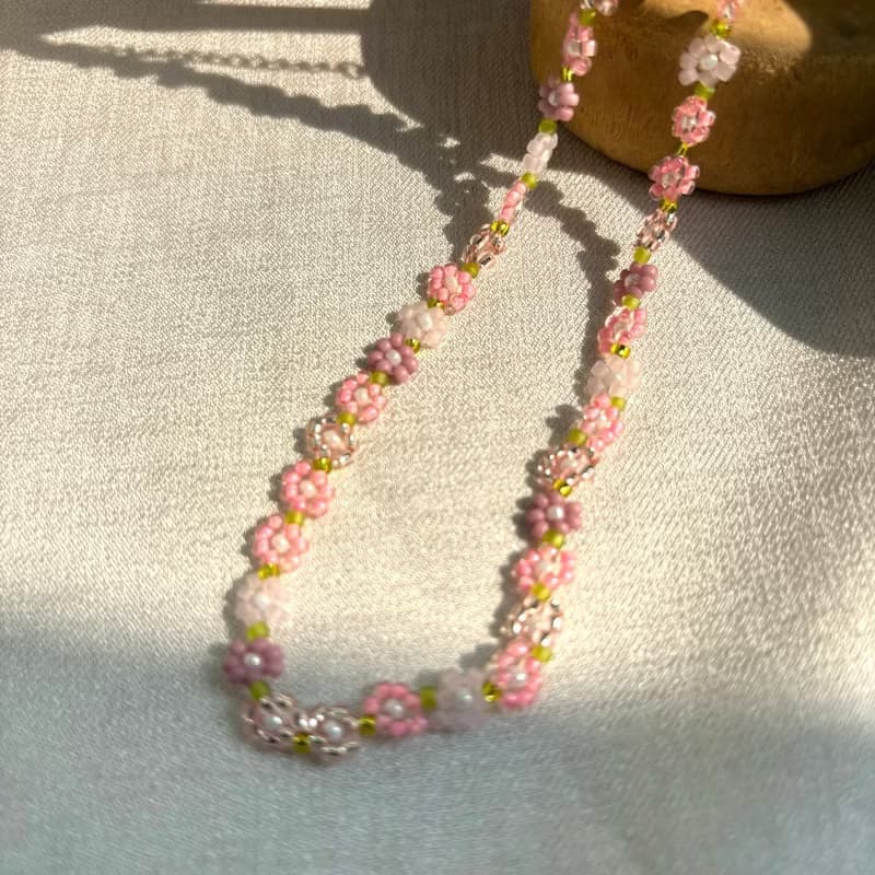 zi2.rennt|Sakura|串珠櫻花項鍊 手作鎖骨鏈