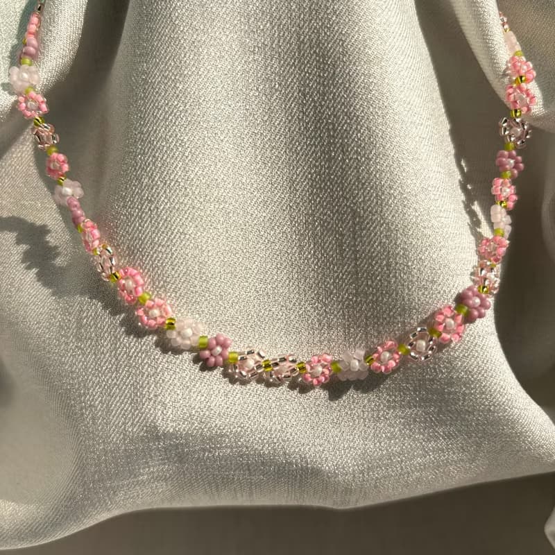 zi2.rennt|Sakura|串珠櫻花項鍊 手作鎖骨鏈