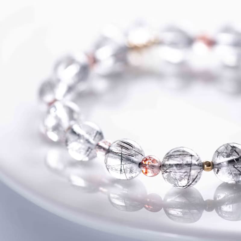 黑髮晶金草莓晶14KGF手鍊| 辟邪防小人 | 天然水晶手鍊禮物