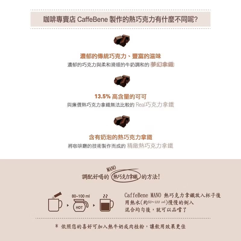 Caffebene咖啡伴 熱巧克力拿鐵(30入/盒)