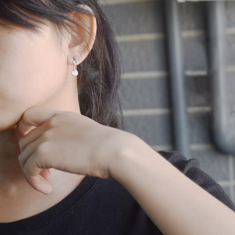 小圓葉 | 純銀耳環 2件式 女款 植物 手工銀飾 情人禮物