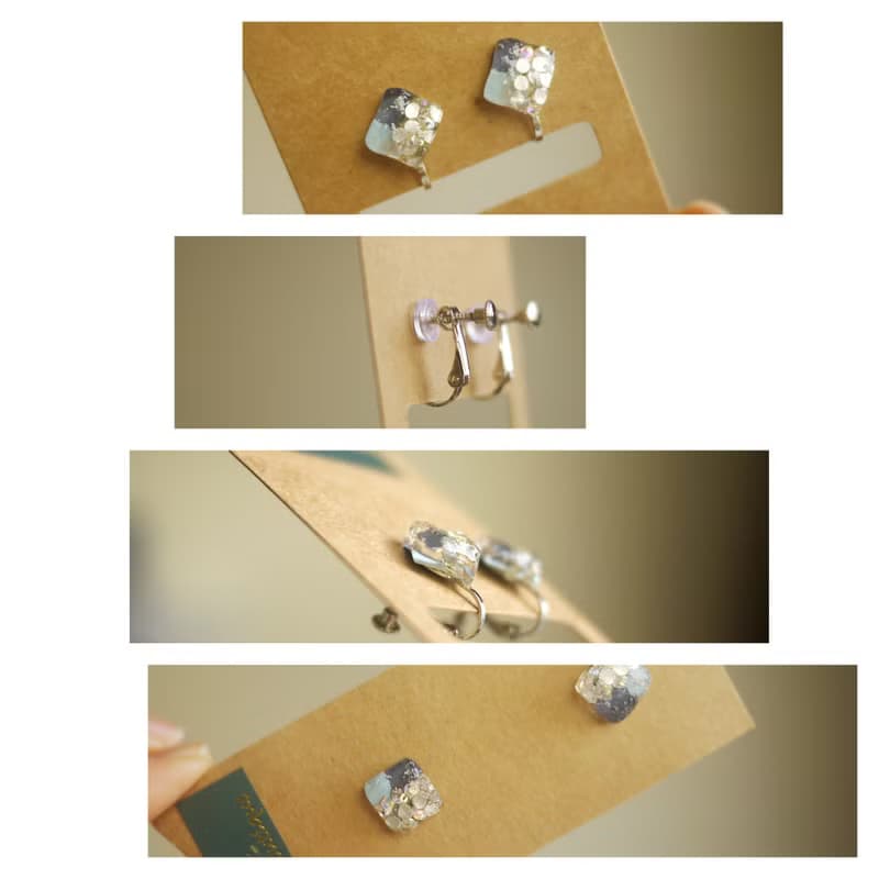 復古小花磚 | 樹脂耳飾 | 夾式/穿式 | clip-on/pierced