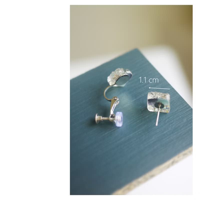 復古小花磚 | 樹脂耳飾 | 夾式/穿式 | clip-on/pierced