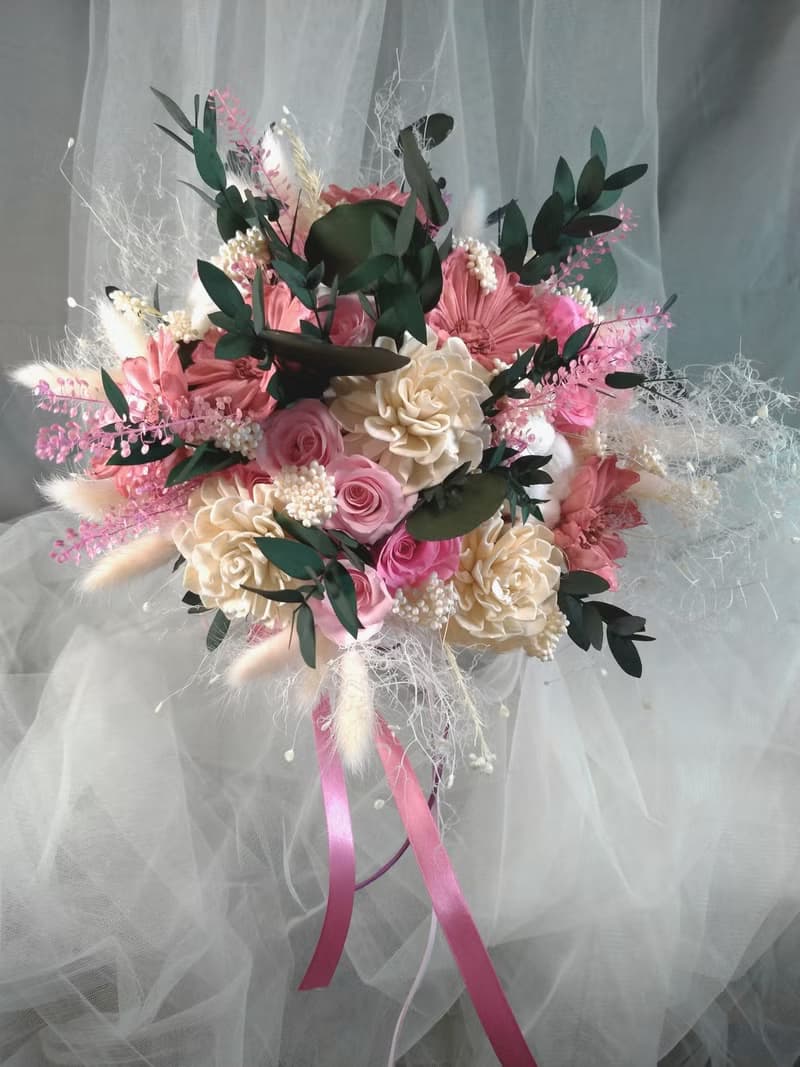 手綁花束 乾燥花 / 永生花  新娘捧花 BOU-01