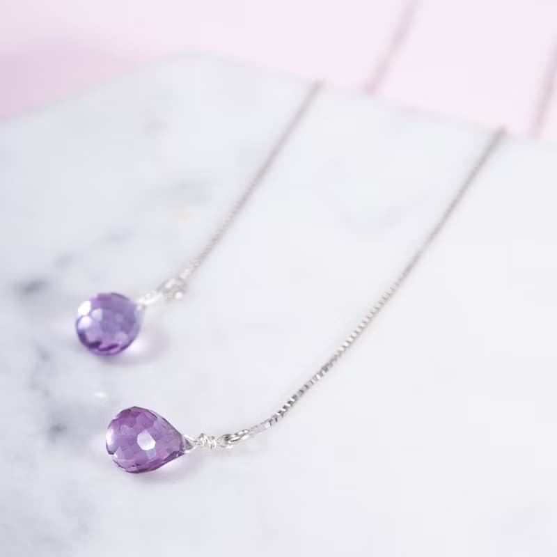 紫水晶925純銀耳環