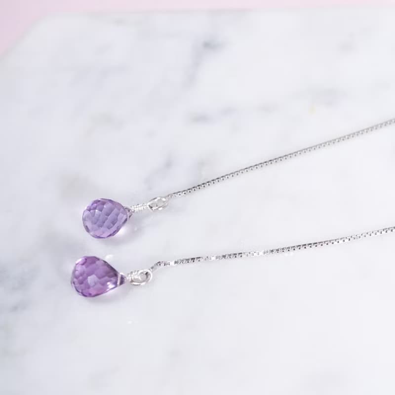 紫水晶925純銀耳環