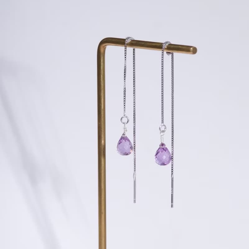 紫水晶925純銀耳環