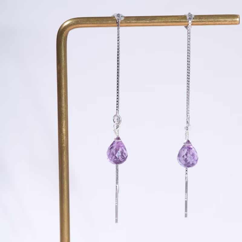 紫水晶925純銀耳環