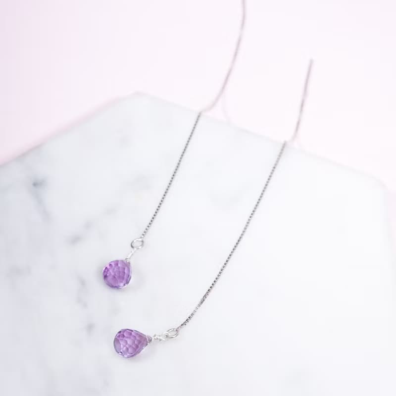 紫水晶925純銀耳環